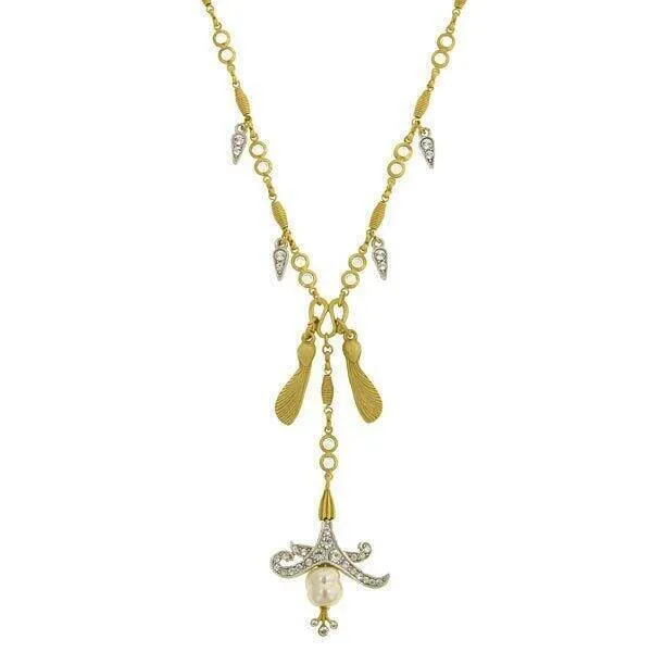 Antiquities Couture Empress Crystal Baroque Faux Pearl Necklace 16"   3" Extender 1928 Jewelry