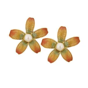 Antiquities Couture Fantasia Fiori Faux Pearl Floral Earrings 1928 Jewelry