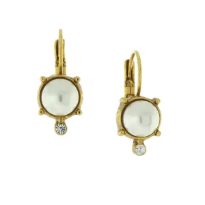 Antiquities Couture Faux Pearl and Crystal Leverback Drop Earrings 1928 Jewelry