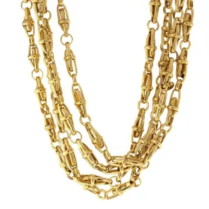 Antiquities Couture Gold Artifact Four Tie Twisted Necklace 18" 1928 Jewelry