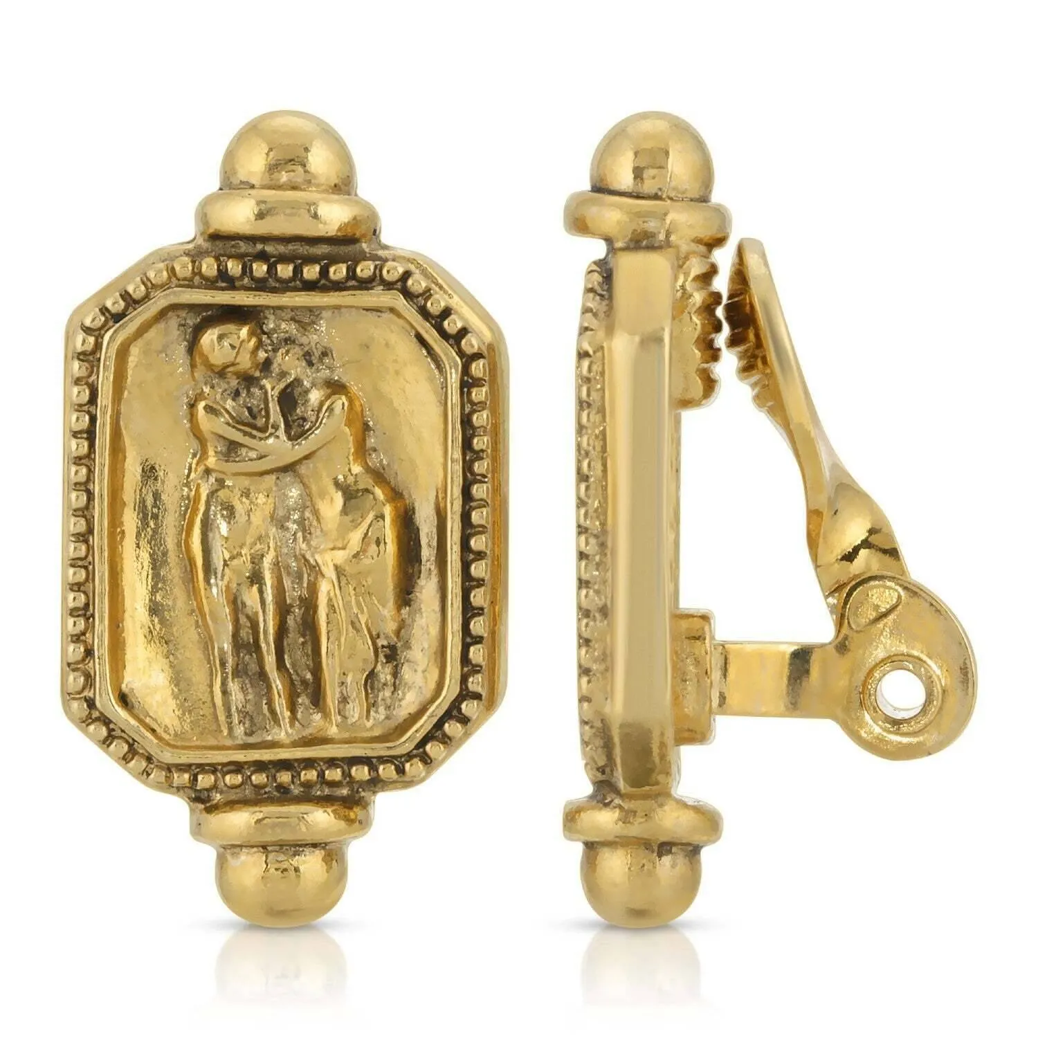 Antiquities Couture Gold Octagon Adoration Clip On Earrings 1928 Jewelry