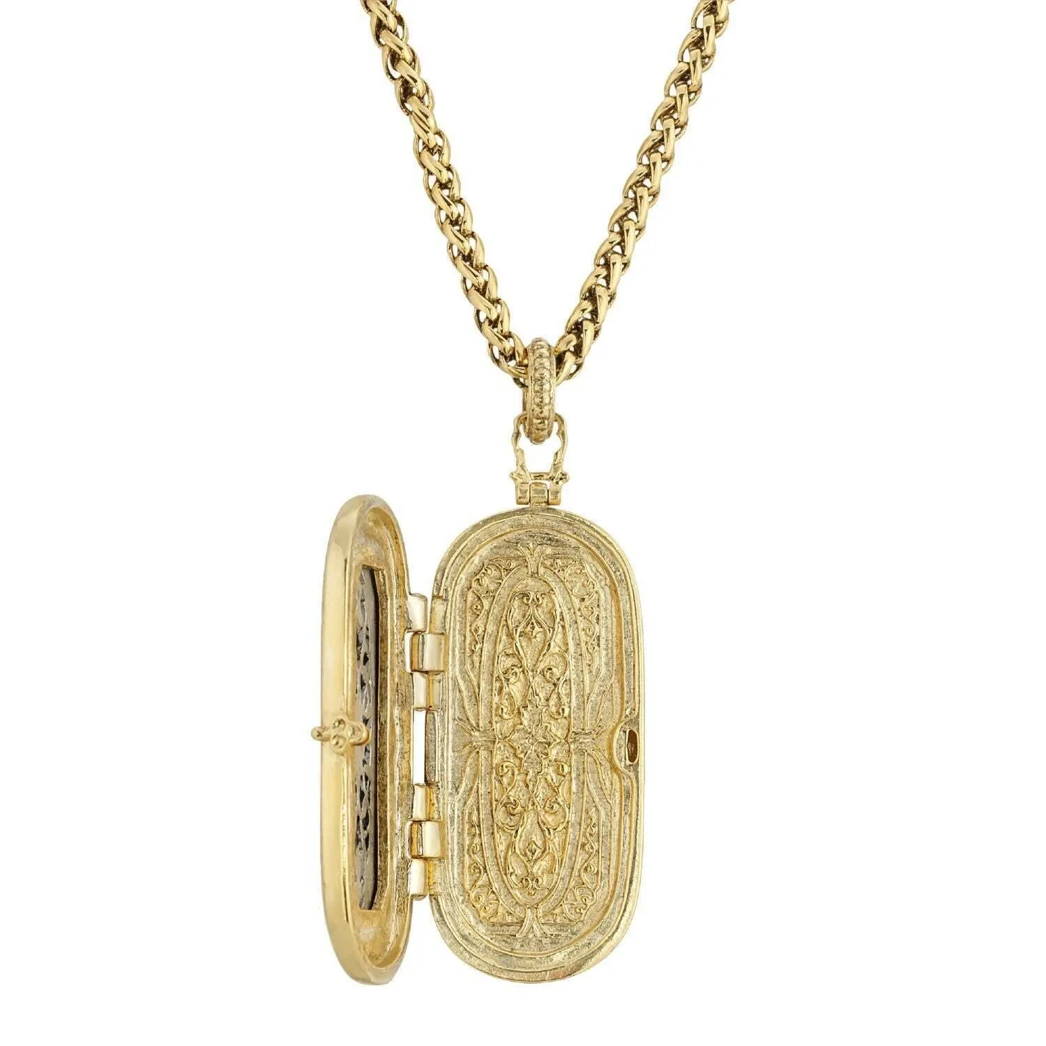 Antiquities Couture Heirloom Two Tone Vinaigrette Locket Necklace 32" 1928 Jewelry