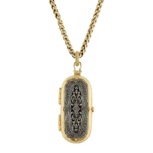 Antiquities Couture Heirloom Two Tone Vinaigrette Locket Necklace 32" 1928 Jewelry