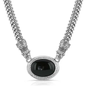 Antiquities Couture Jaguar Black Onyx Stone Symmetry Necklace 17" 1928 Jewelry