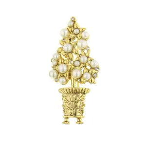 Antiquities Couture Paradise Faux Pearl And Crystal Topiary Pin 1928 Jewelry