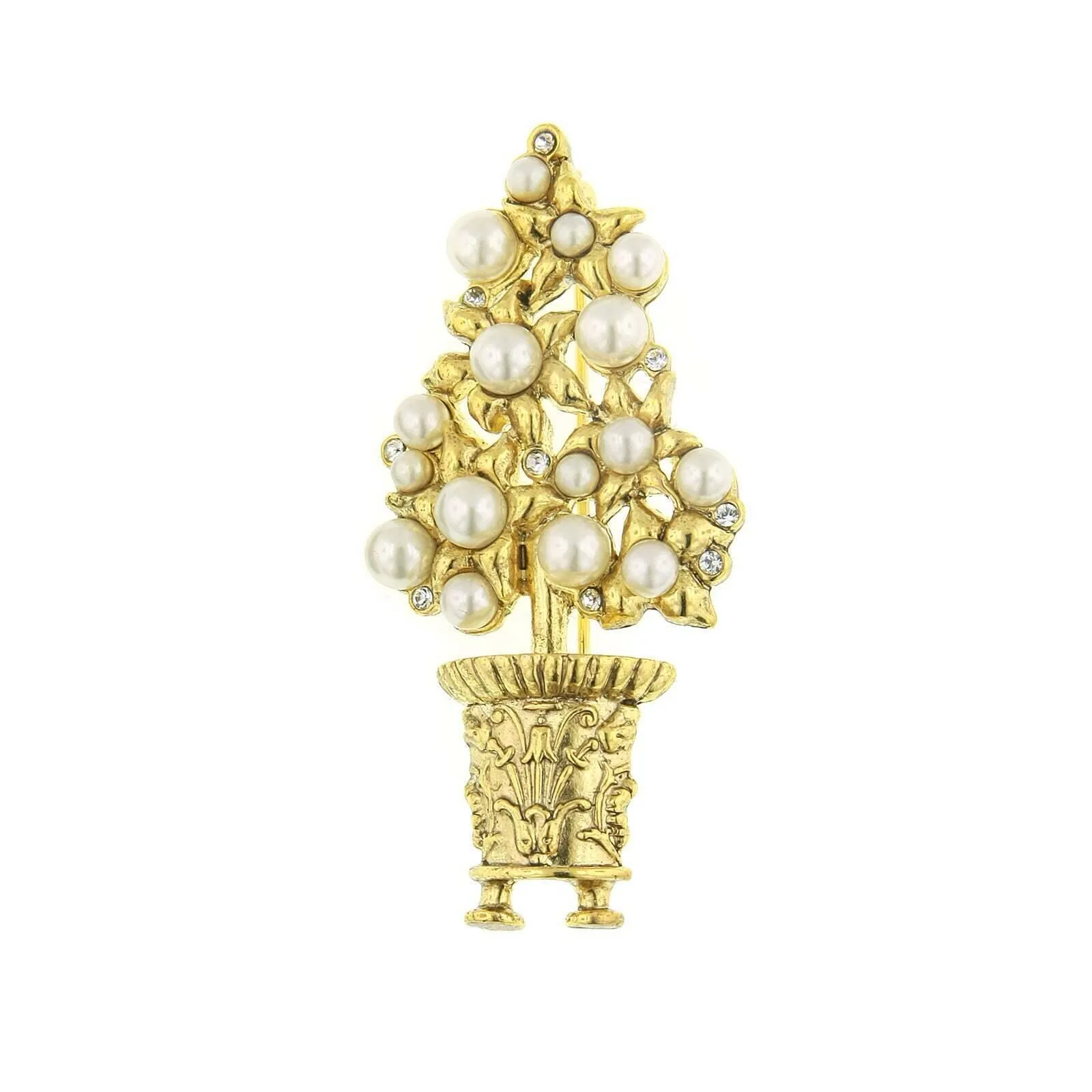 Antiquities Couture Paradise Faux Pearl And Crystal Topiary Pin 1928 Jewelry