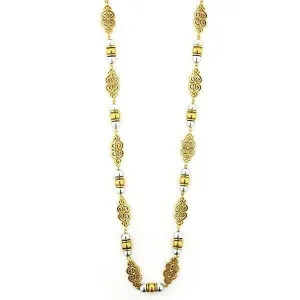 Antiquities Couture Polished Grey Faux Pearl Scroll Rope Necklace 48" 1928 Jewelry