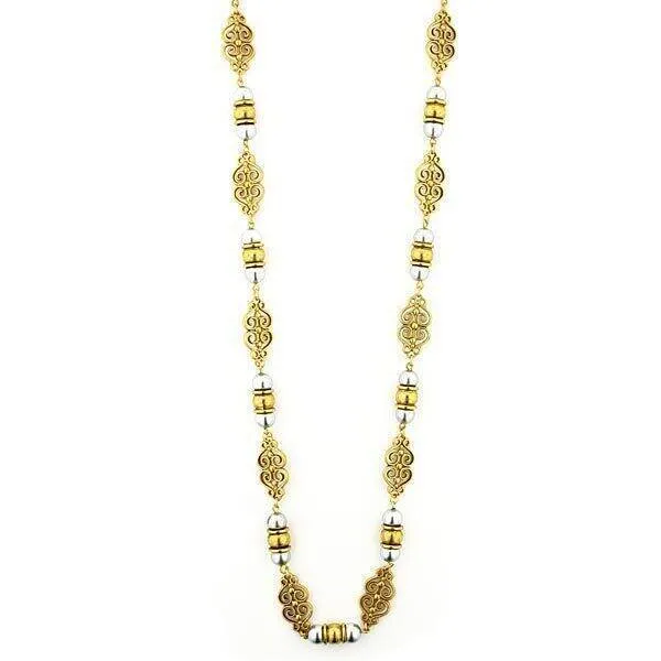 Antiquities Couture Polished Grey Faux Pearl Scroll Rope Necklace 48" 1928 Jewelry