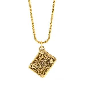 Antiquities Couture Postage Stamp Holder Locket Necklace 32" 1928 Jewelry