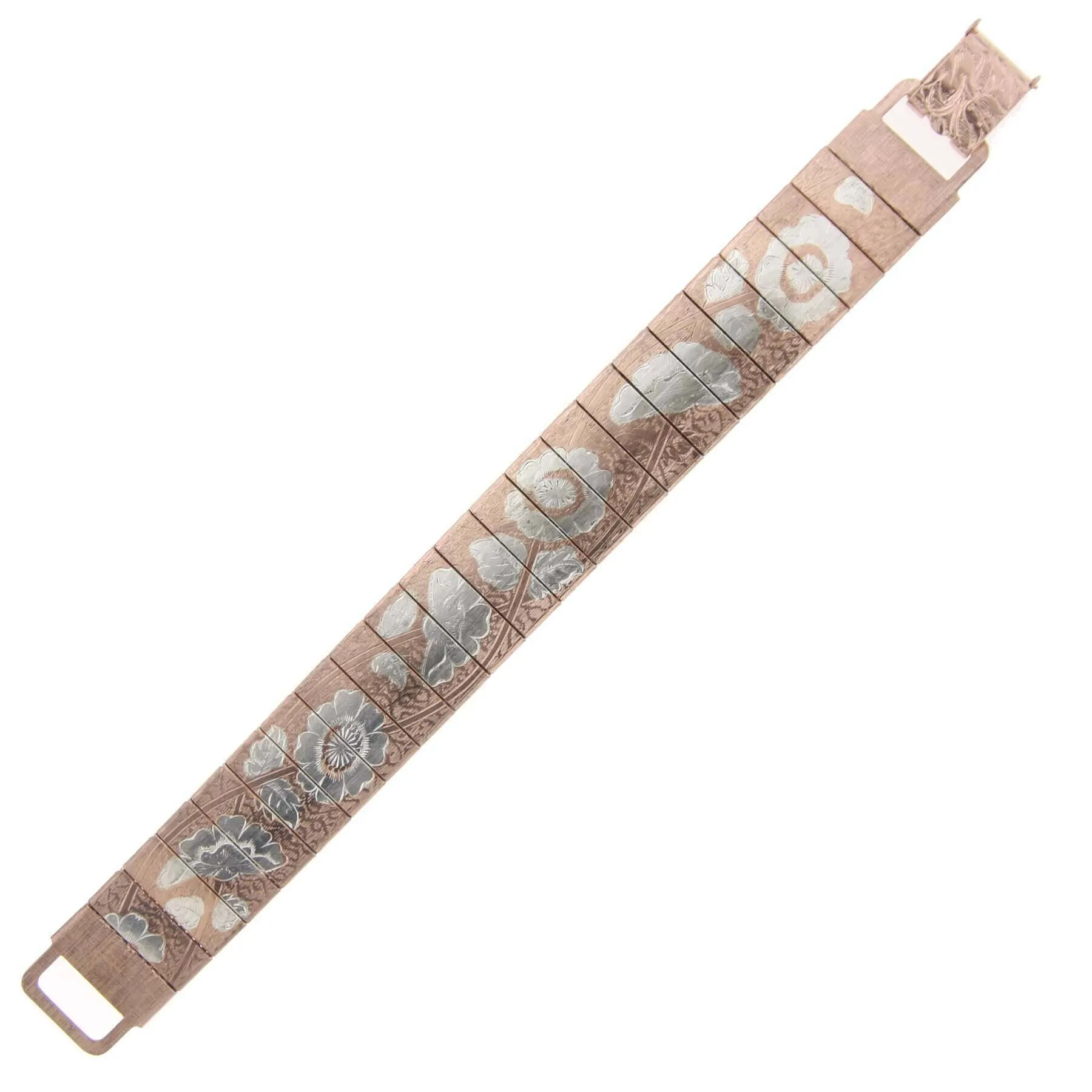 Antiquities Couture Rectangular Link Flower Bracelet 1928 Jewelry