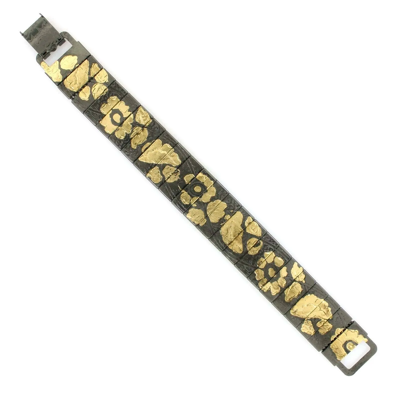 Antiquities Couture Rectangular Link Flower Bracelet 1928 Jewelry