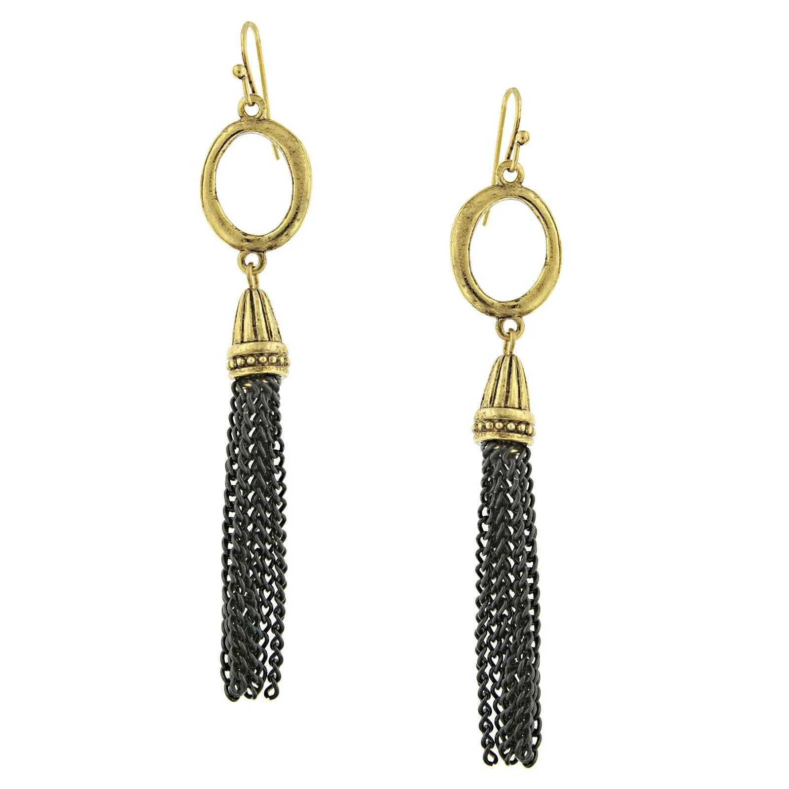 Antiquities Couture Two Tone Tassel Drop Earrings 1928 Jewelry