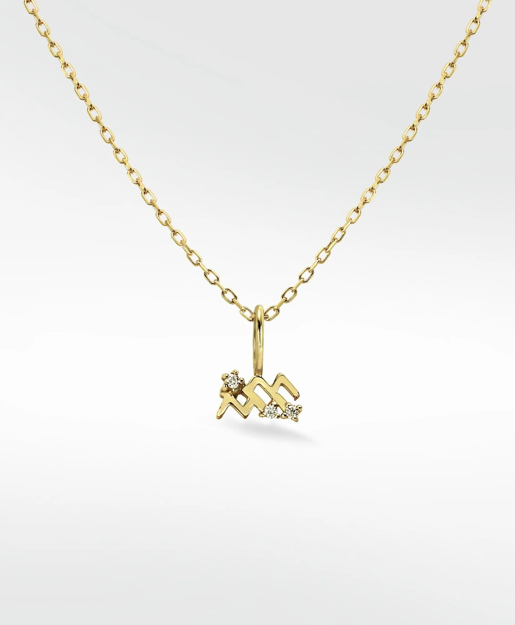 Aquarius Pendant 14K Gold Necklace w. Lab-Grown Diamond