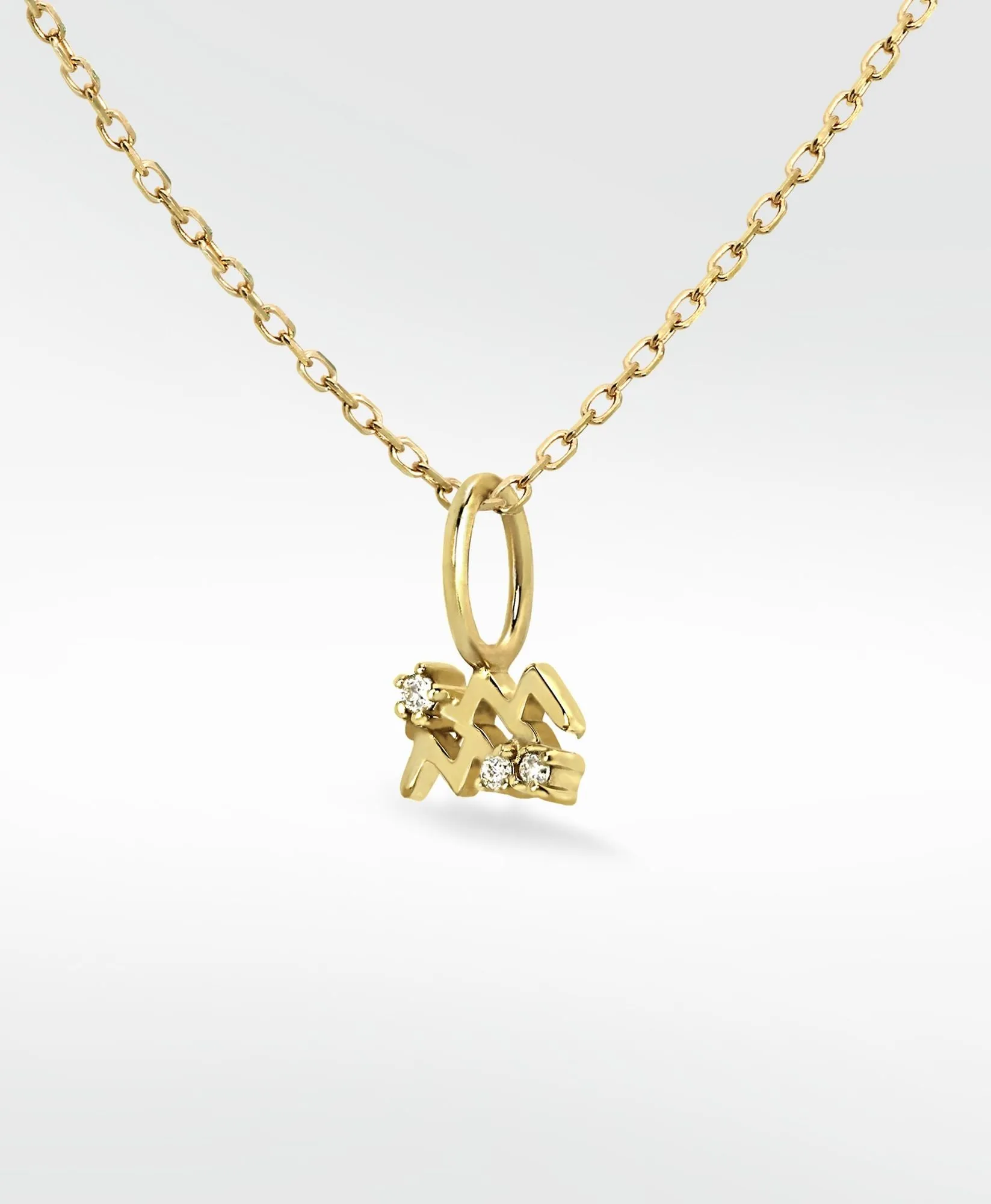 Aquarius Pendant 14K Gold Necklace w. Lab-Grown Diamond