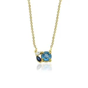 Artisia Leaf 18K Gold Necklace w. Sapphires & Diamond