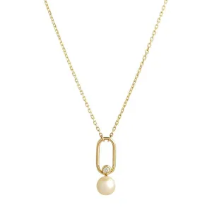 Astra Moonlight 18K Gold Necklace w. Pearl & Diamond