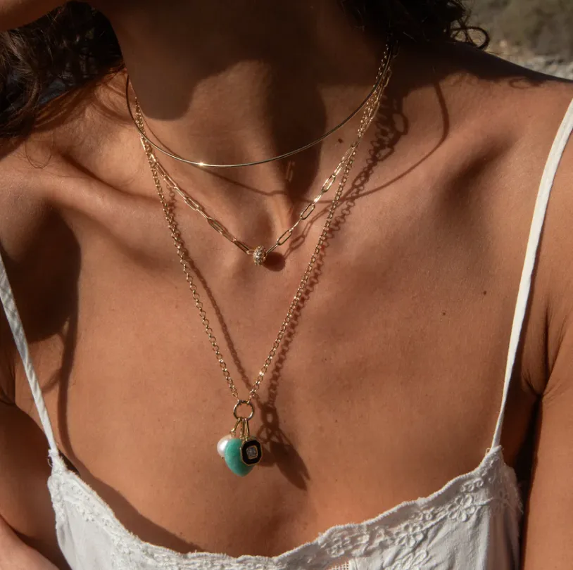Astra Pavé Paperclip Necklace
