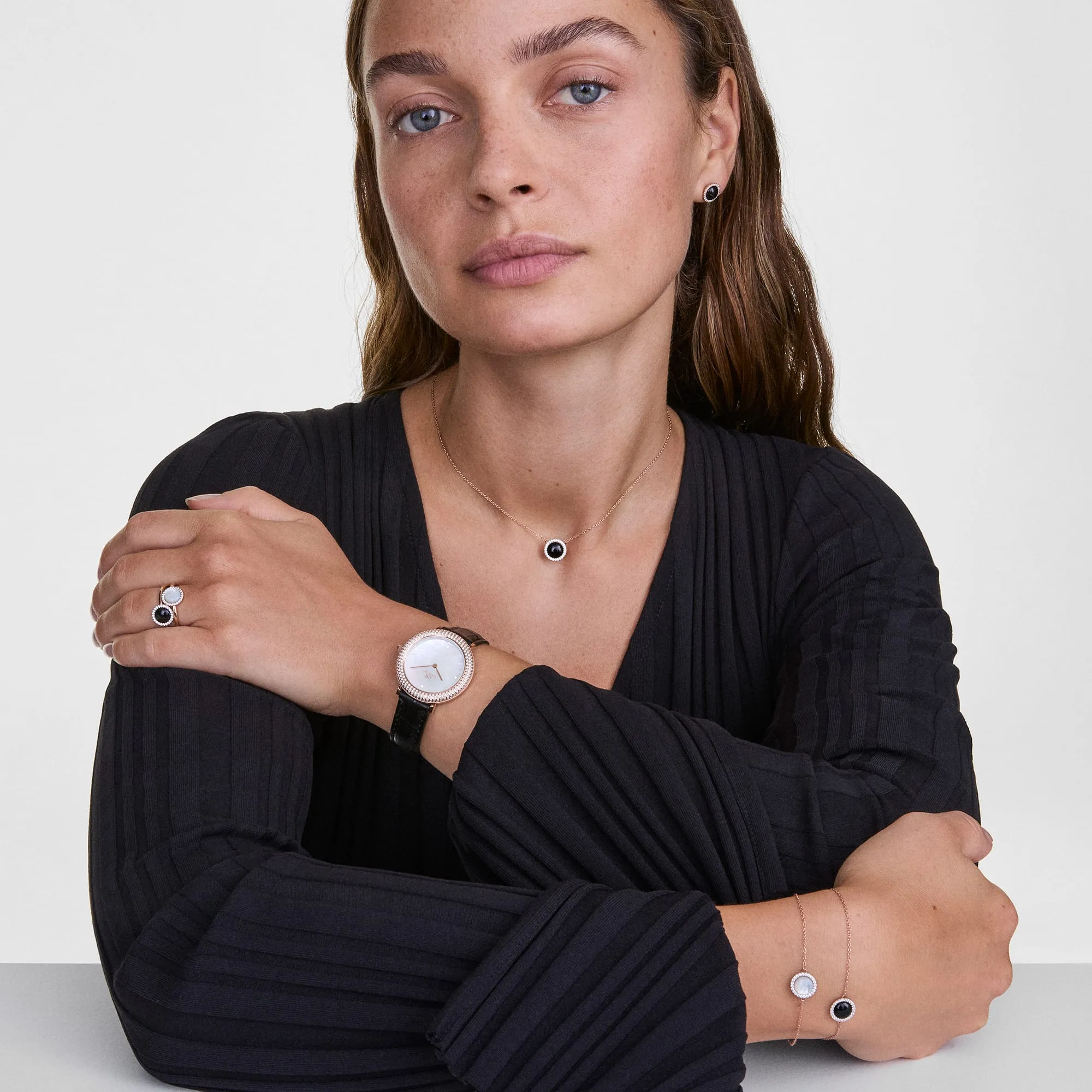 Audrey Necklace Black Agathe Rose Gold Daniel Wellington