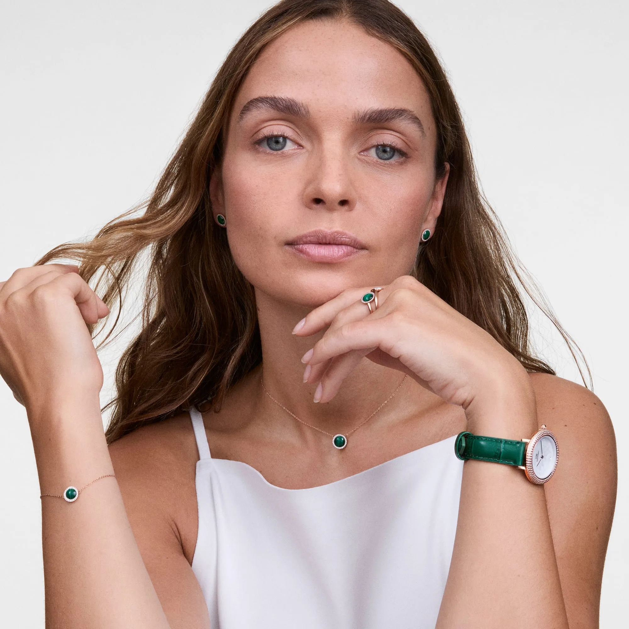 Audrey Necklace Malachite Rose Gold Daniel Wellington