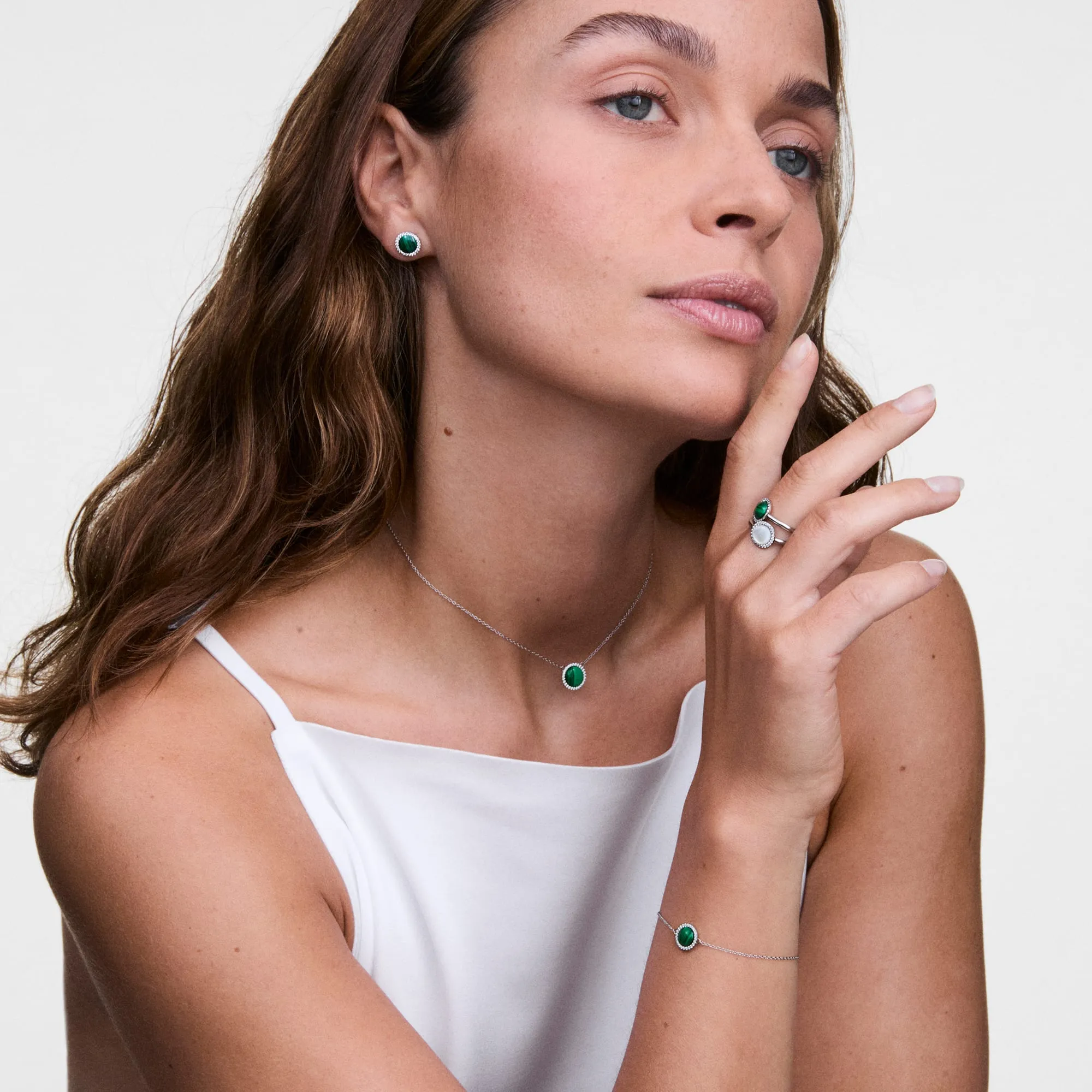 Audrey Necklace Malachite Silver Daniel Wellington