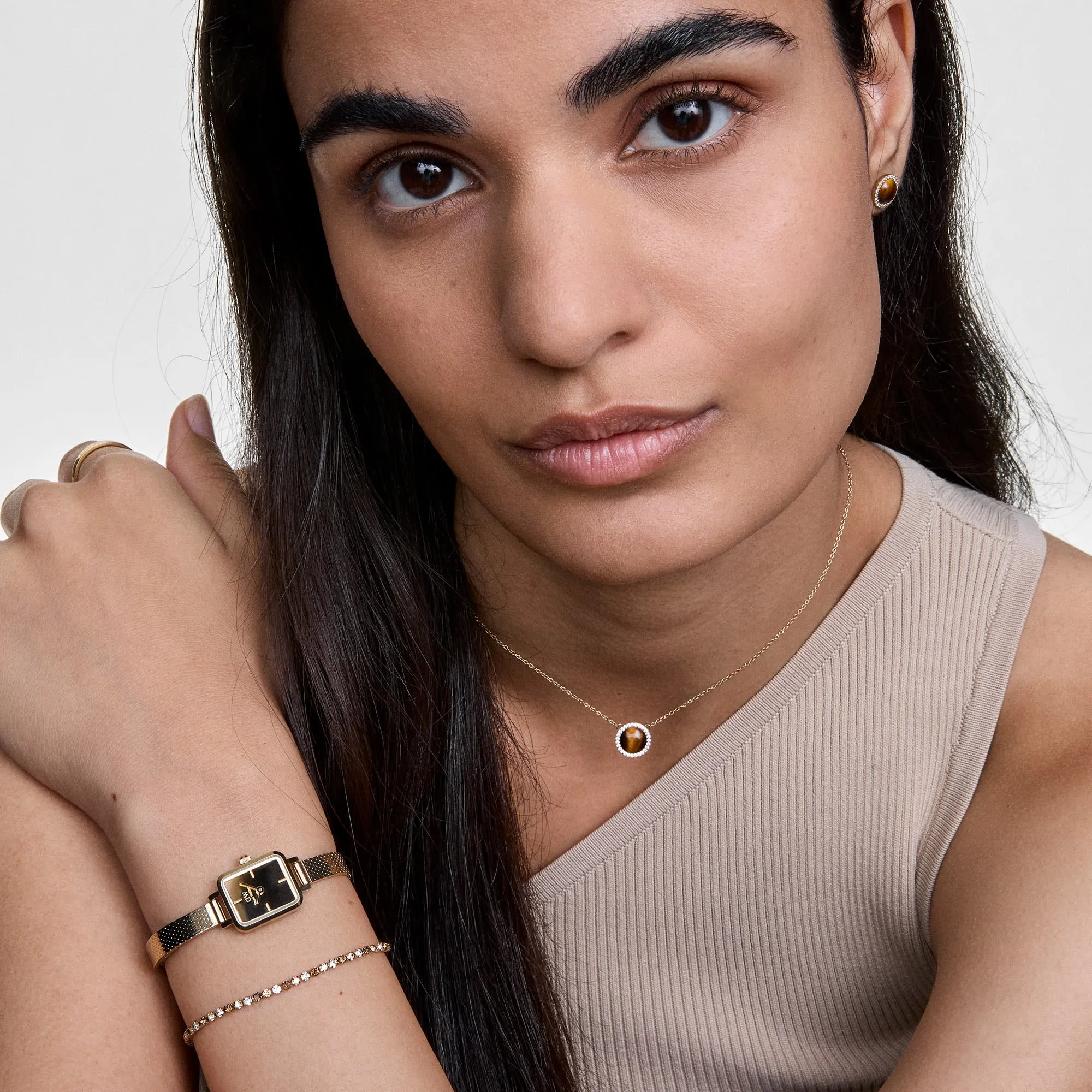 Audrey Necklace Tiger Eye Gold Daniel Wellington