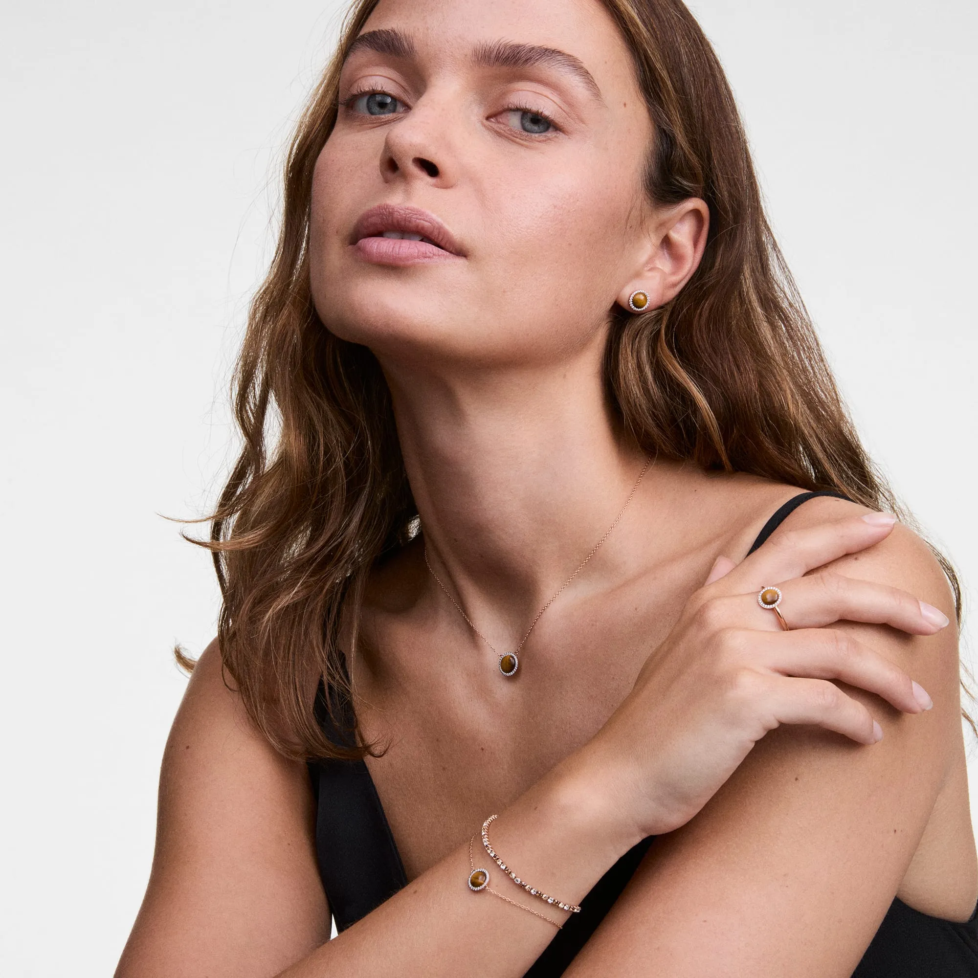 Audrey Necklace Tiger Eye Rose Gold Daniel Wellington