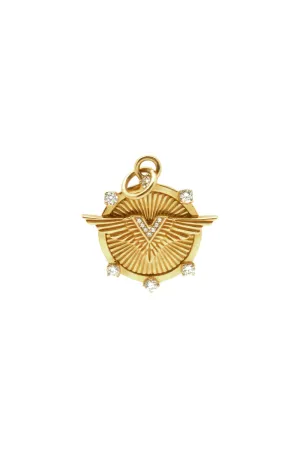 Baby Medallion Live Passionately 18K Gold Pendant w. Diamond
