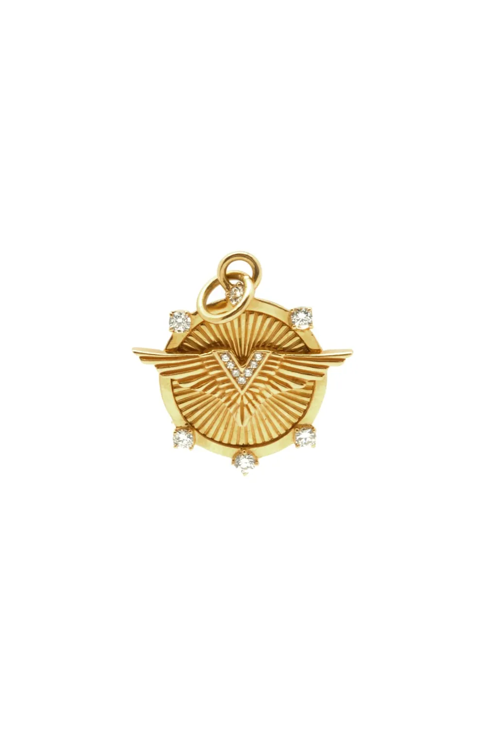 Baby Medallion Live Passionately 18K Gold Pendant w. Diamond