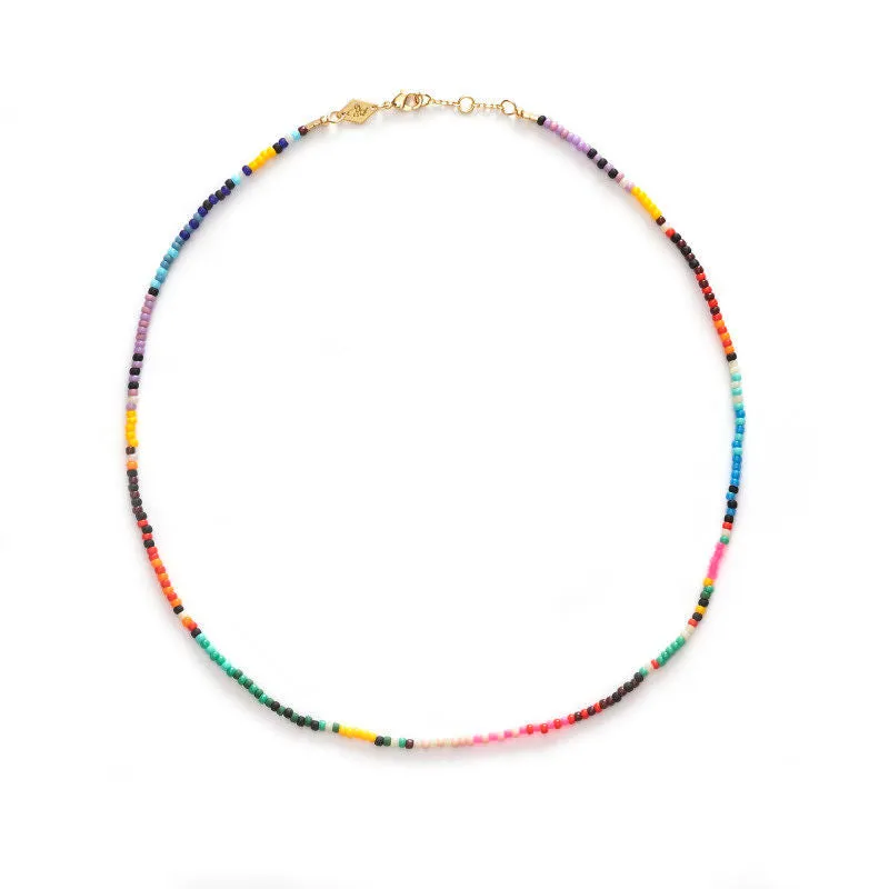 Back To Baja Gold Plated Necklace w. Mixed coloured Beads