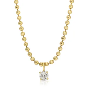 BALL CHAIN NECKLACE WITH ROUND DIAMOND PENDANT Anita Ko