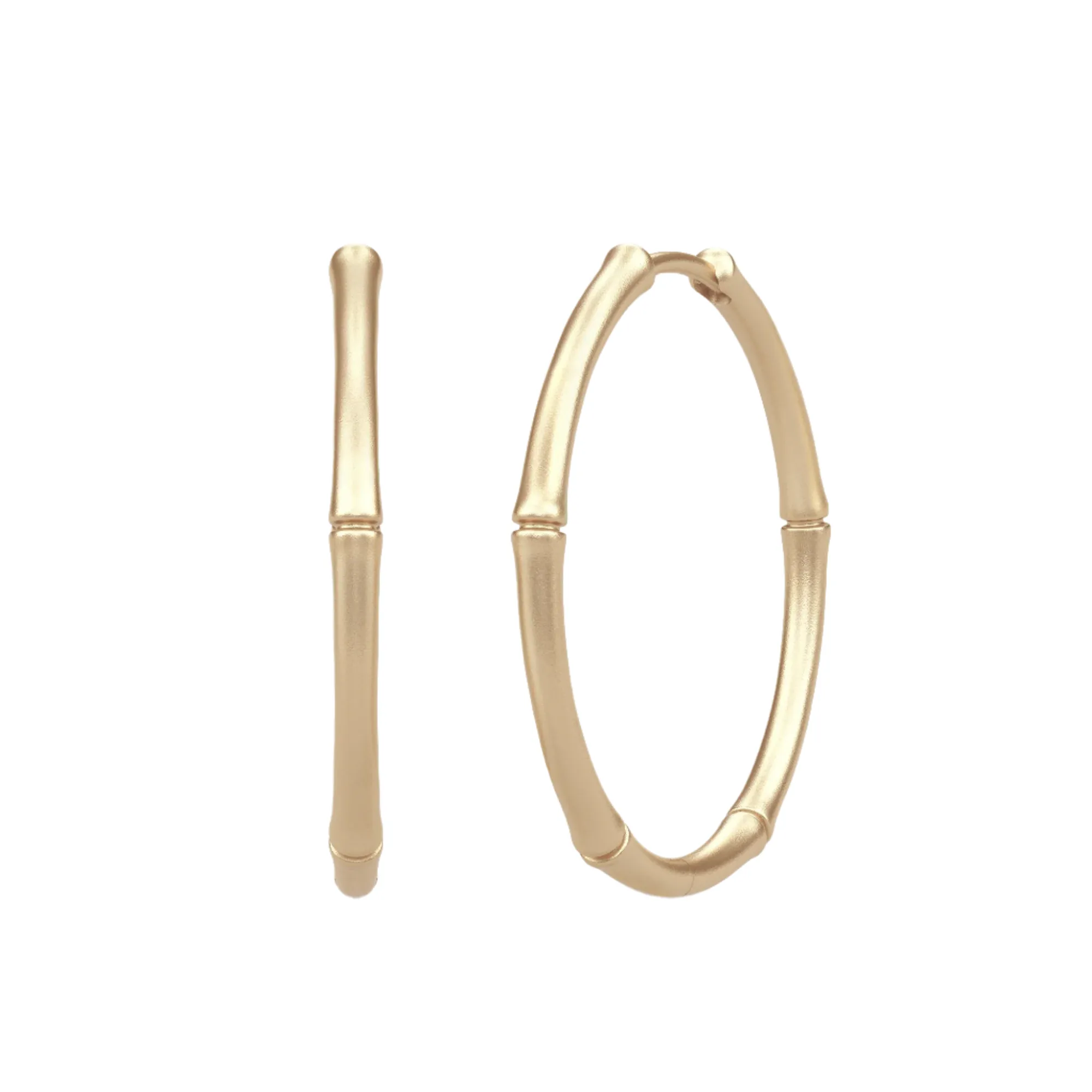 Bamboo Medium 14K Gold Hoops