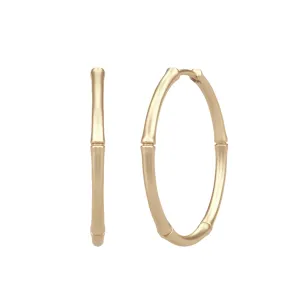 Bamboo Medium 14K Gold Hoops