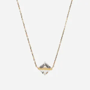 Band 10K Gold Necklace w. White Quartz