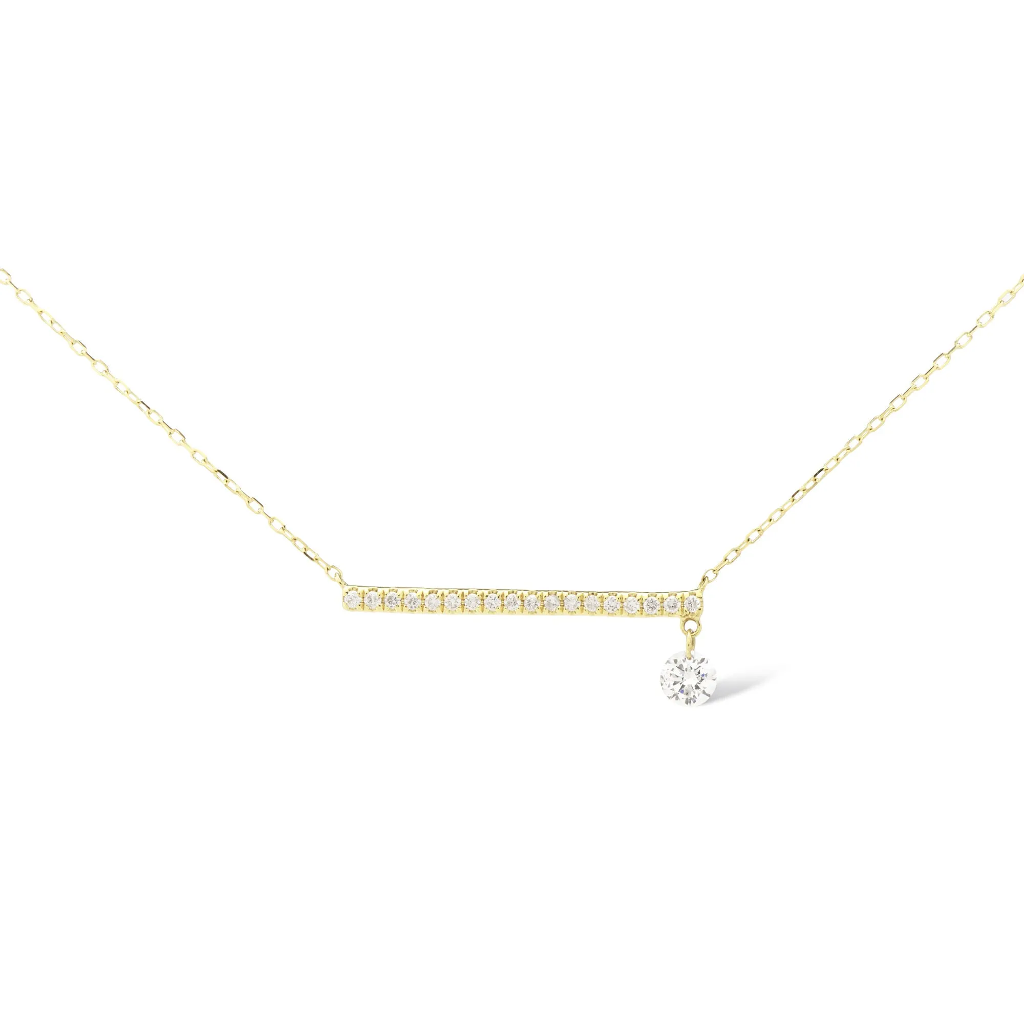 Bar Pavé 18K Gold Necklace w. Diamonds