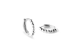 Beaded 14K 8mm White Gold Hoops