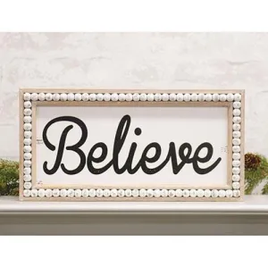 *Beaded Distressed Believe Sign