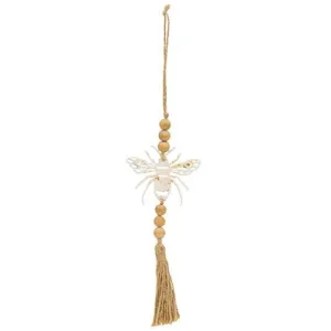 *Beaded White Metal Bee Ornament