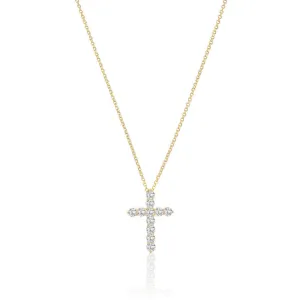 Belluno Croce 18K Gold Plated Necklace w. Zirconias