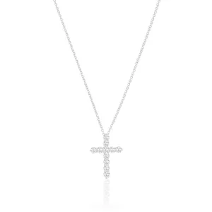 Belluno Croce Silver Necklace w. Zirconias