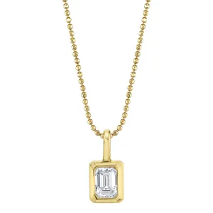 BEZELED EMERALD CUT DIAMOND PENDANT Anita Ko