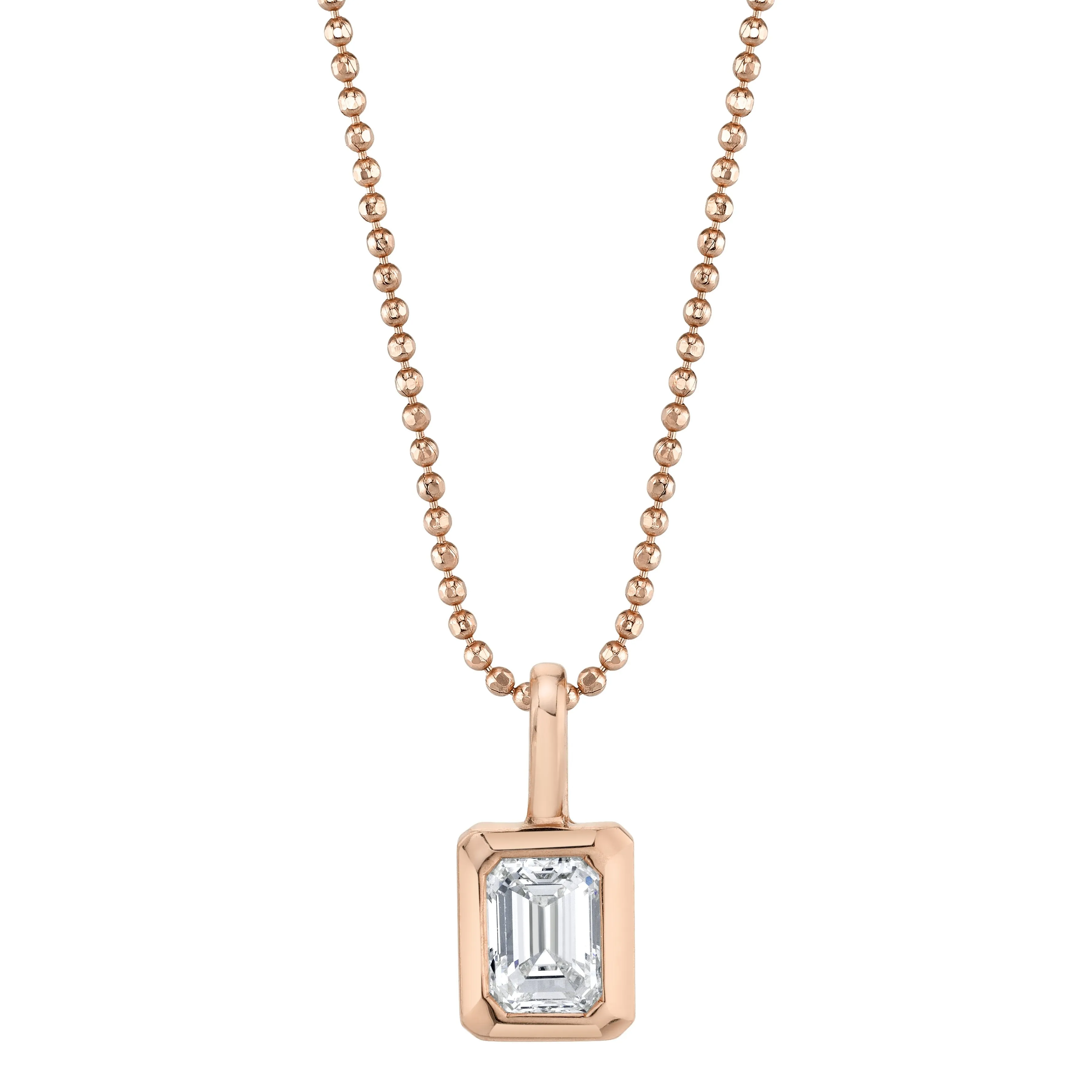 BEZELED EMERALD CUT DIAMOND PENDANT Anita Ko