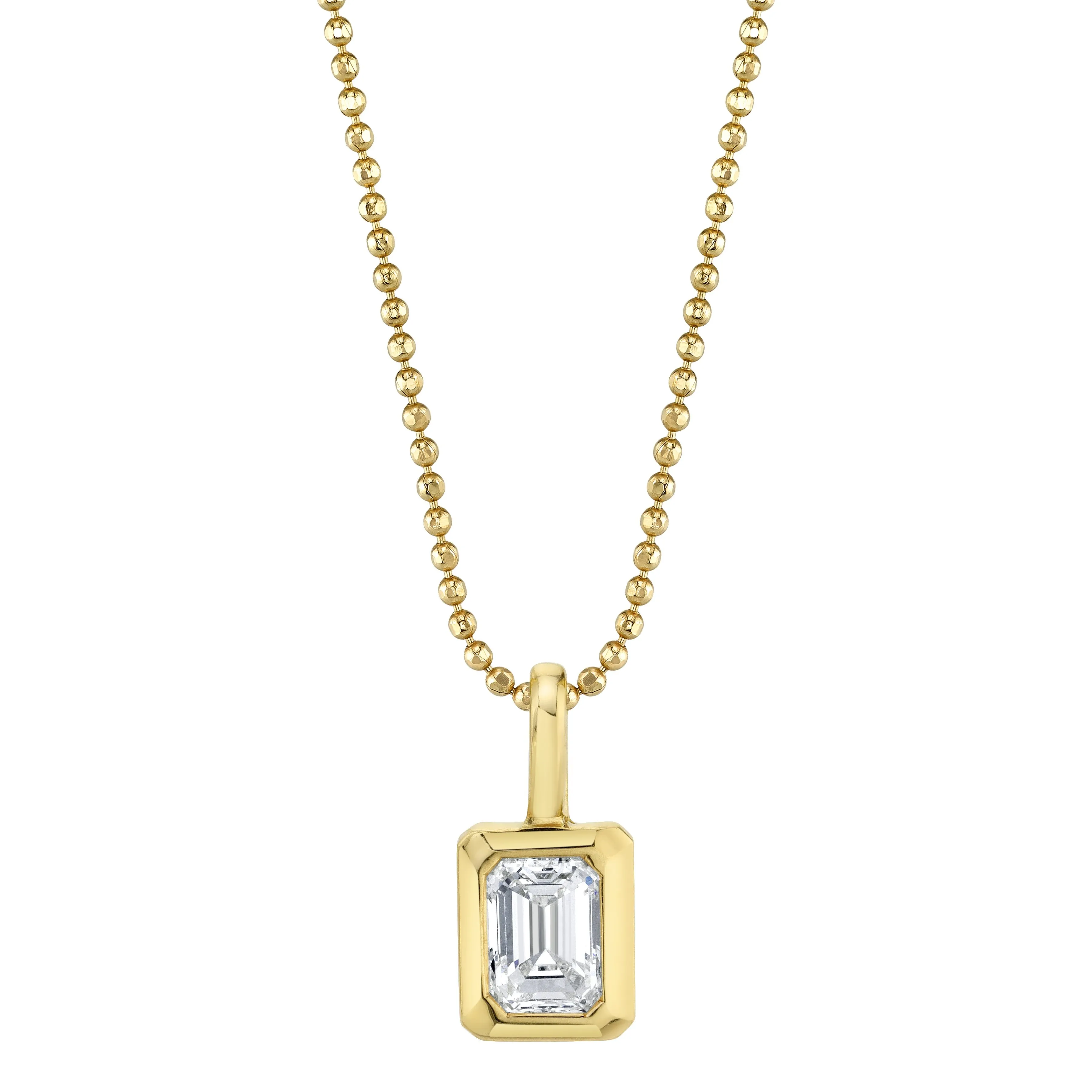 BEZELED EMERALD CUT DIAMOND PENDANT Anita Ko
