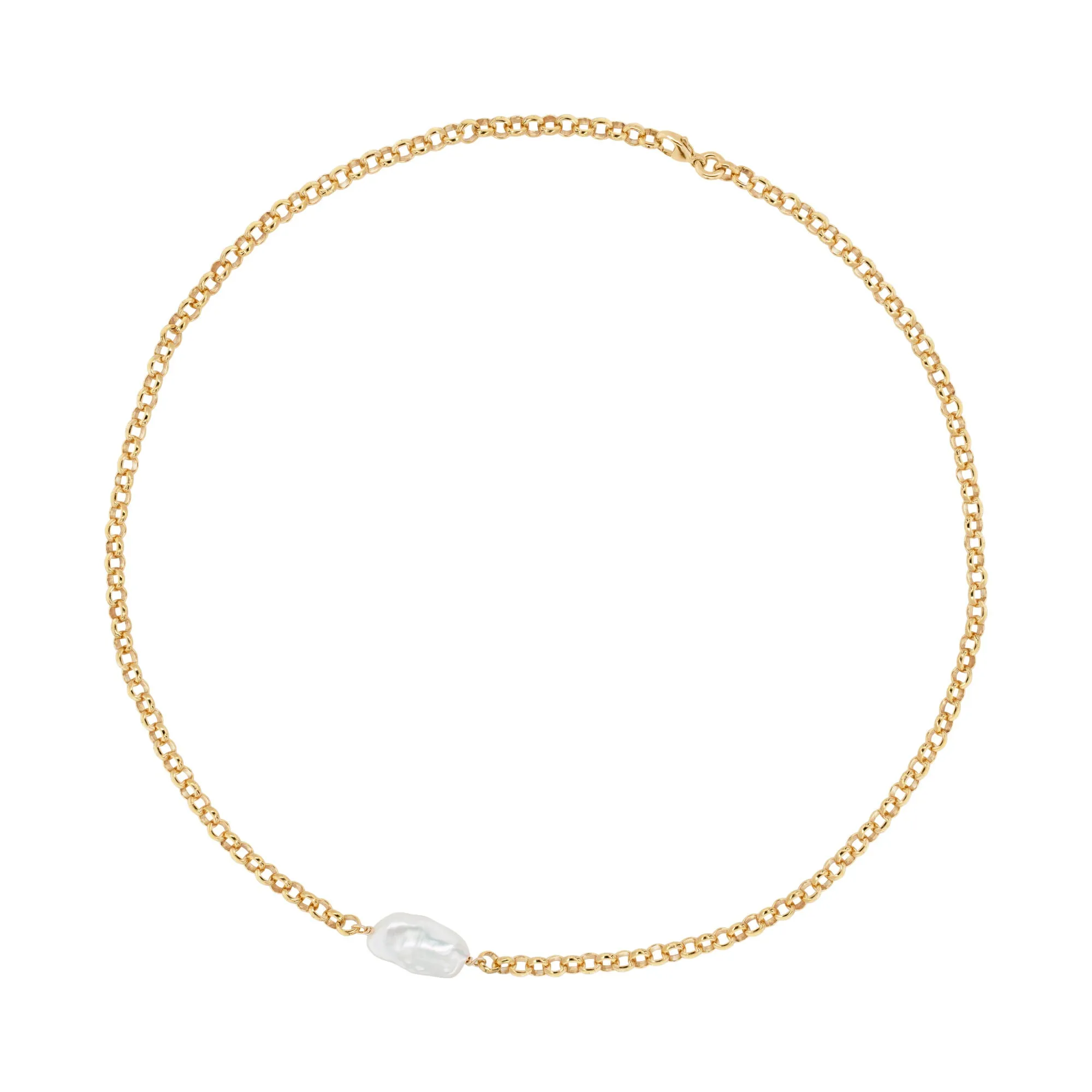 Biwa Delicate Gold Plated Necklace w. Pearl