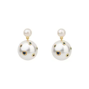 Blue Spots Mini Drop Gold Plated Earrings