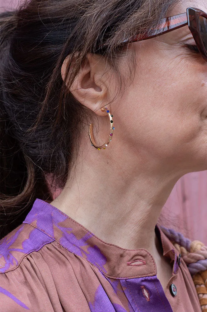 B.M.L Ginette Rainbow Stone Hoop Earrings
