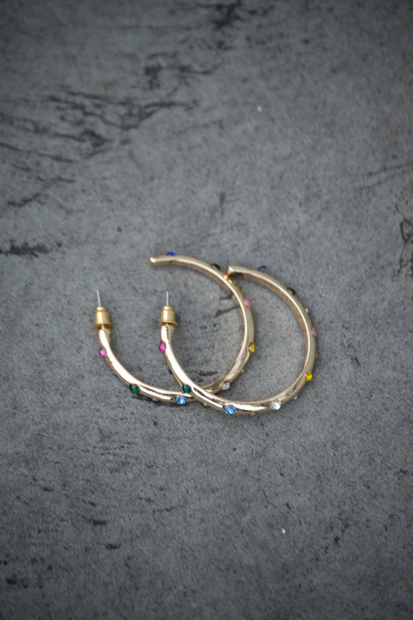 B.M.L Ginette Rainbow Stone Hoop Earrings