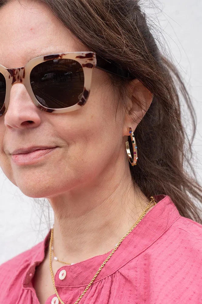 B.M.L Ginette Rainbow Stone Hoop Earrings