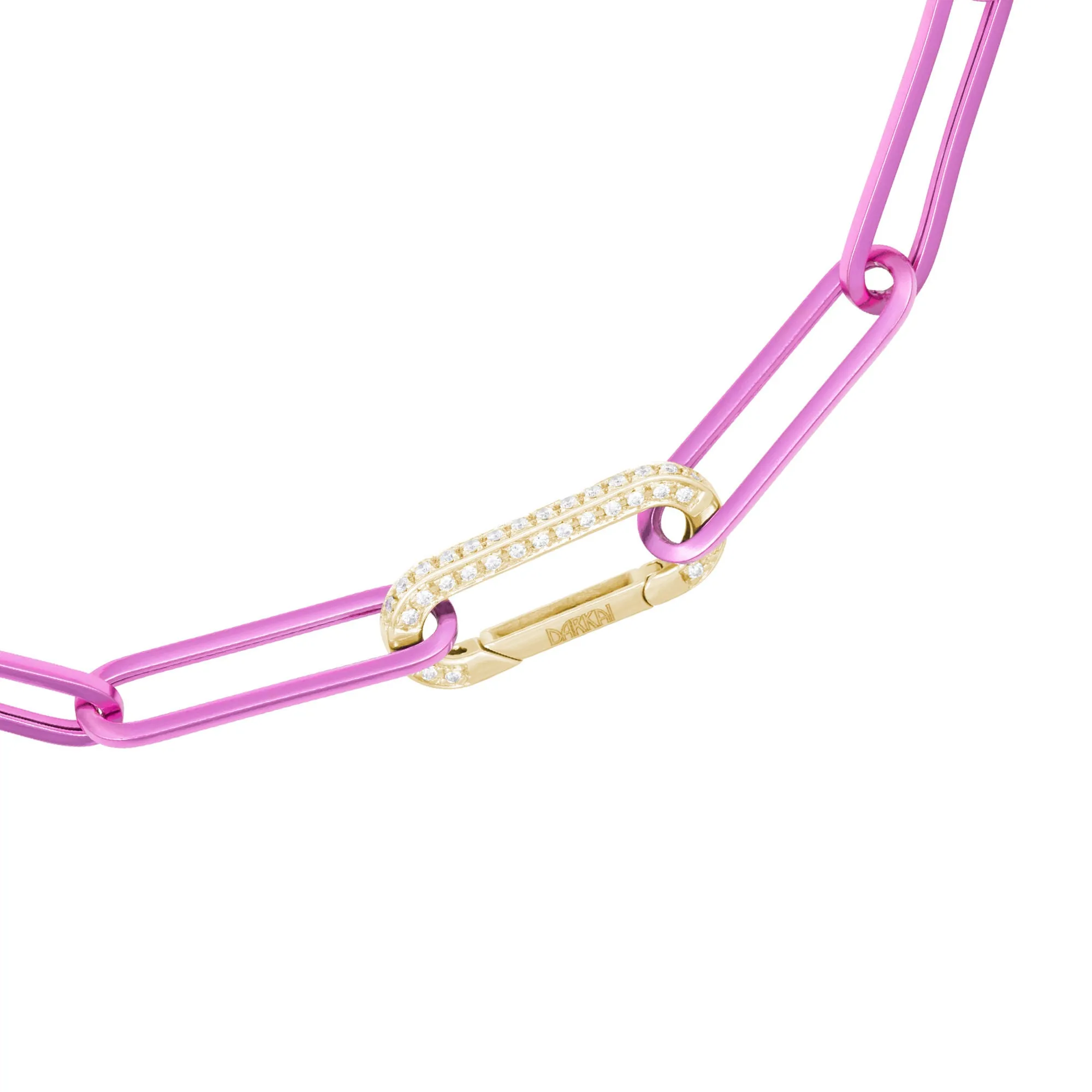 Cable Magenta 18K Gold Necklace w. Diamonds