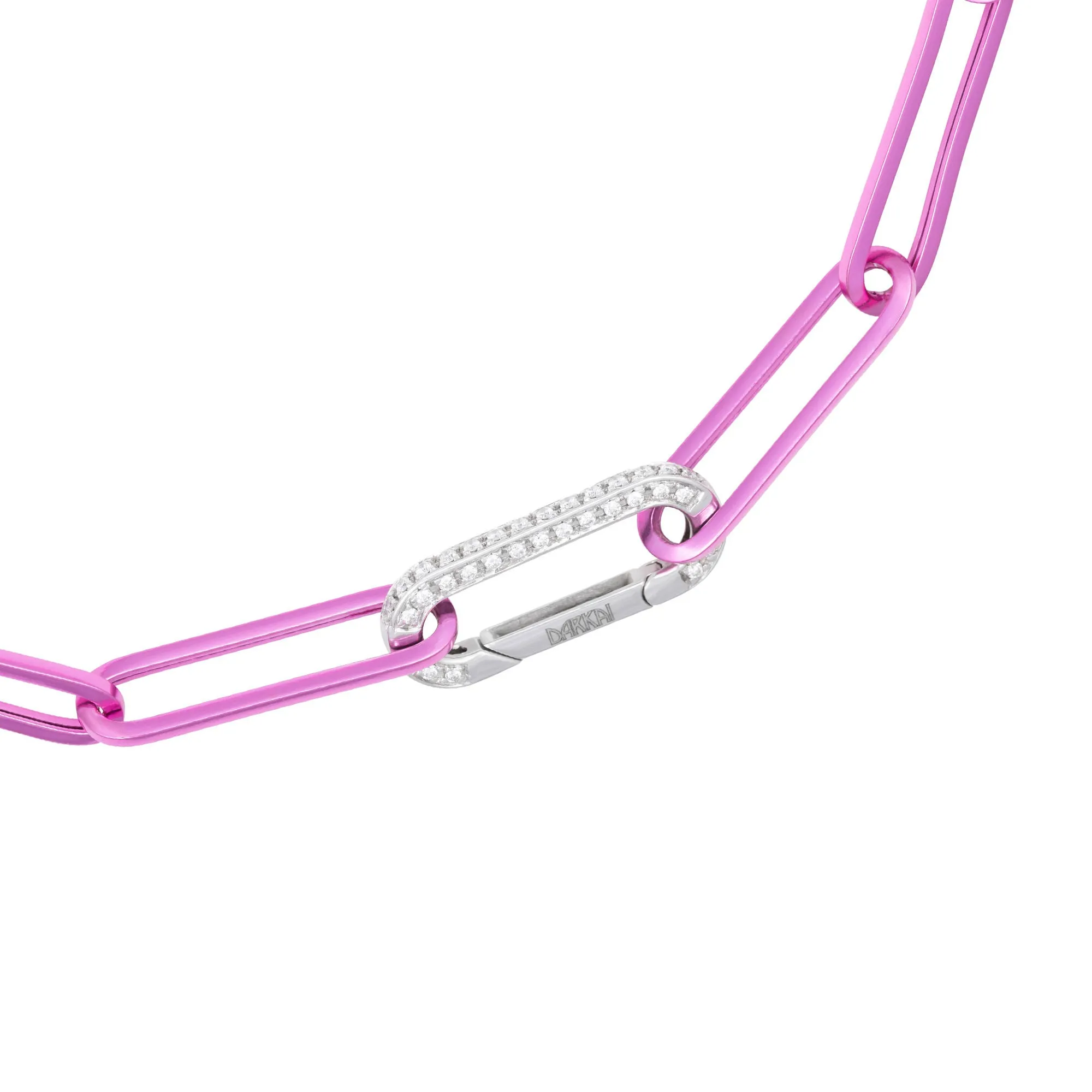 Cable Magenta 18K Whitegold Necklace w. Diamonds