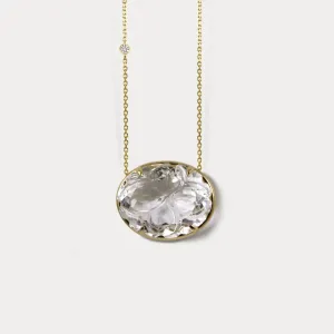Camelia 18K Gold Necklace w. Diamonds & Crystal Quartz